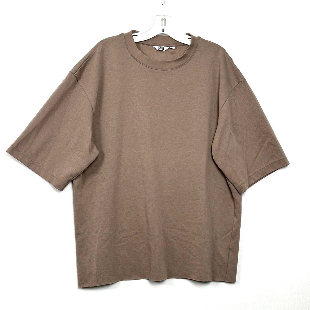 Uniqlo U AIRism T-Shirt Oversized Cinnamon Brown Men's Size M Cut Hem